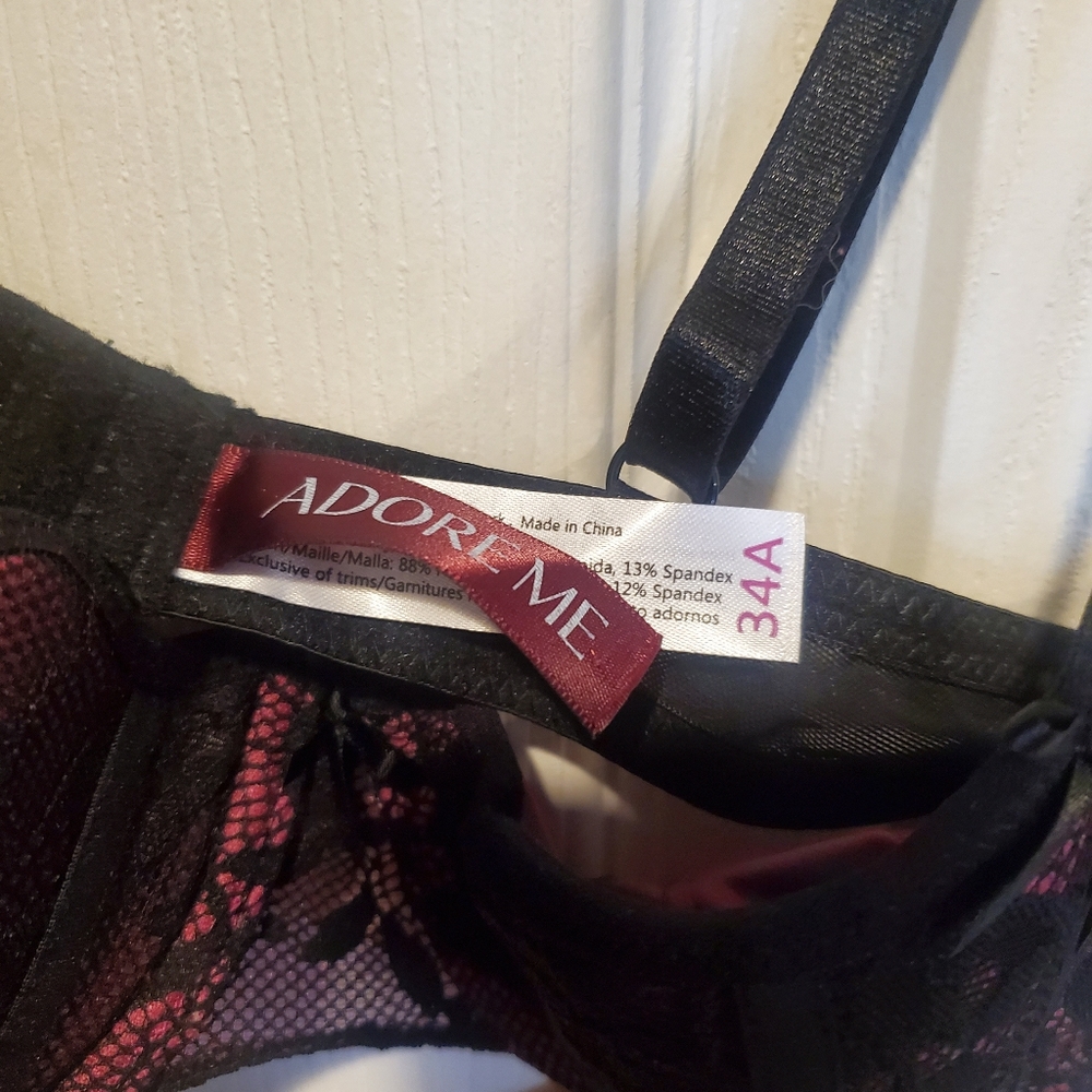 Adore Me Dusana Push Up Jet Black and Boysenberry - Picture 3 of 3